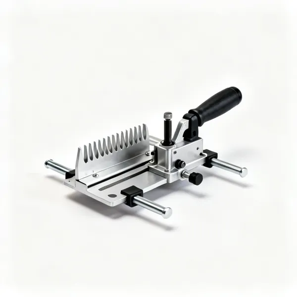 Dovetail jig: An aluminium dovetail router jig with a comb template and clamping bars