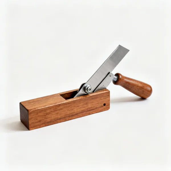 A sliding bevel gauge with a wooden stock and a pivoting steel blade with a locking screw
