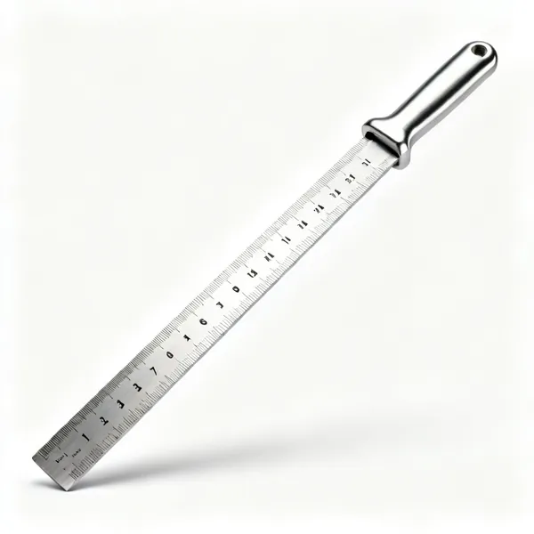 Steel rule: A stainless steel engineers rule with etched millimetre graduations