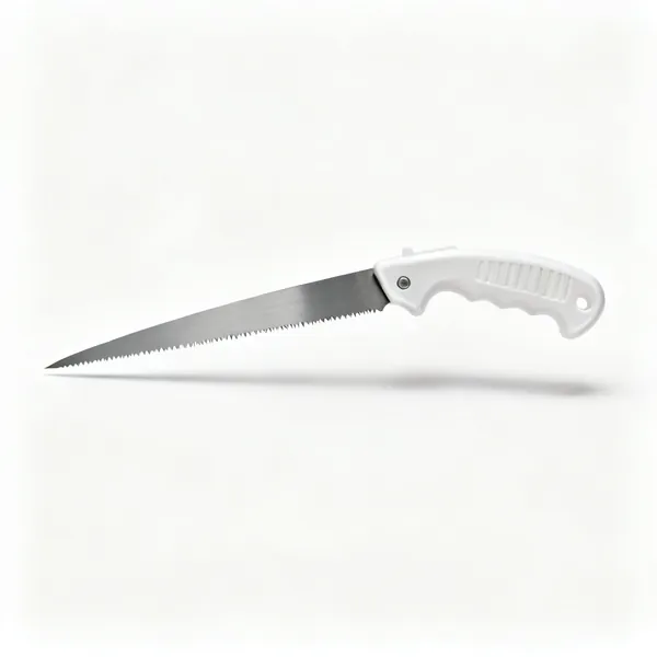 Drywall saw: A drywall jab saw with a pointed blade and a plastic handle