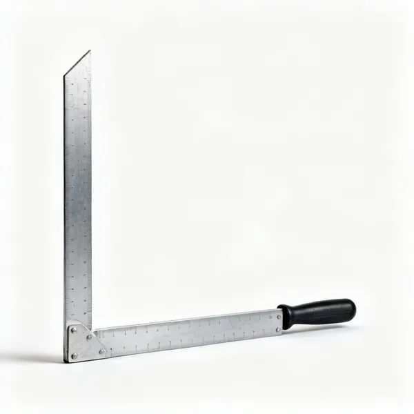 A large L shaped steel framing square