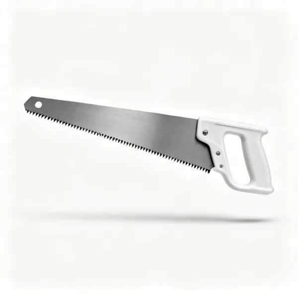 Hardpoint saw: A hardpoint hand saw with a plastic handle and coarse teeth