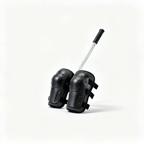A pair of protective knee pads with straps