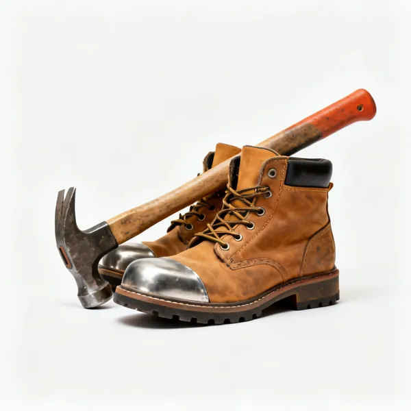 Safety boots: A pair of steel toe capped safety work boots