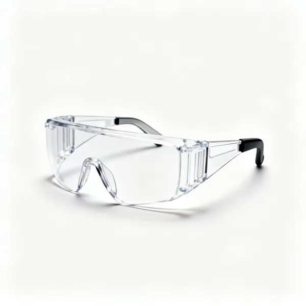 A pair of clear safety glasses with side shields
