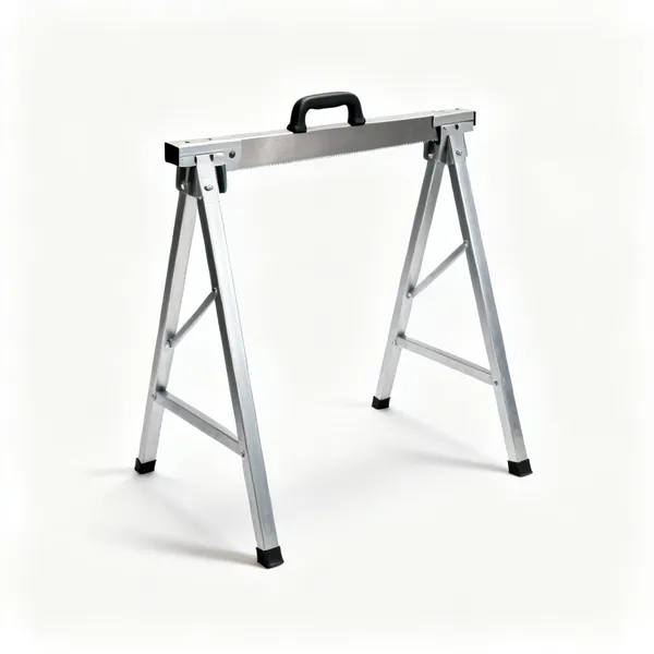 A pair of folding metal sawhorses