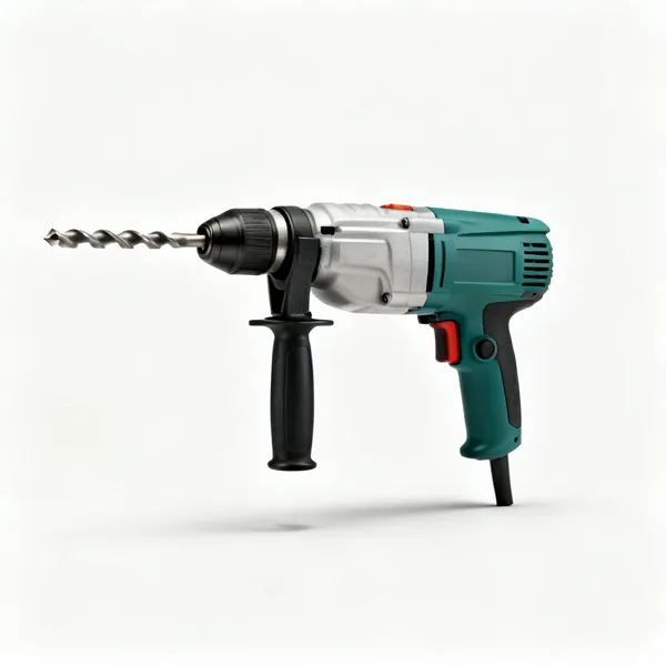 SDS drill: An SDS hammer drill with a side handle and a masonry bit