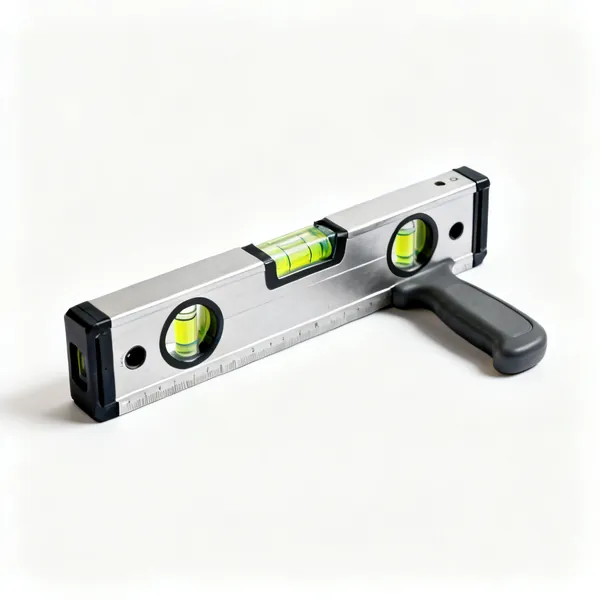 A spirit level with bubble vials in a rugged aluminium body