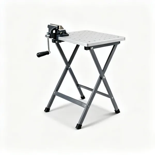 A folding portable workbench with a clamping top
