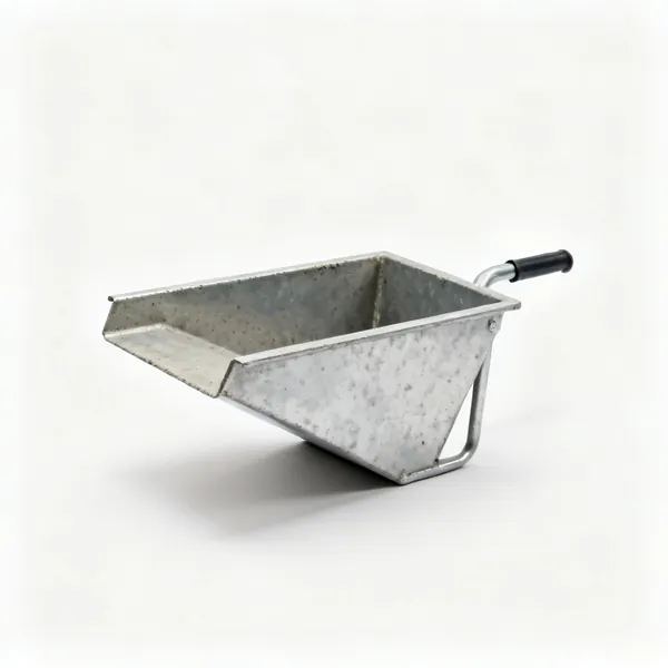 A metal concrete placement chute section with side walls