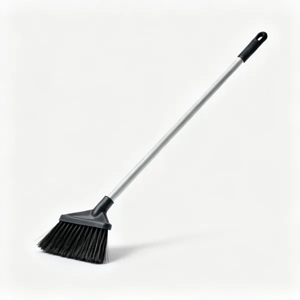 Stiff brush: A stiff bristled long handled yard brush