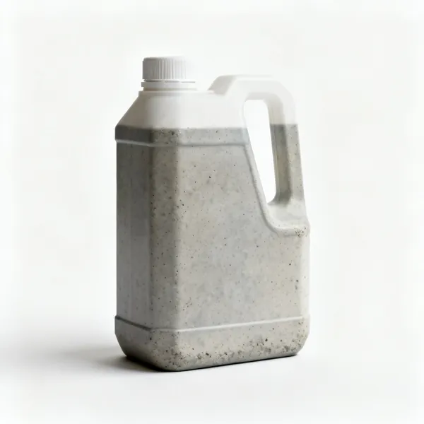 A plastic bottle of concrete plasticiser admixture