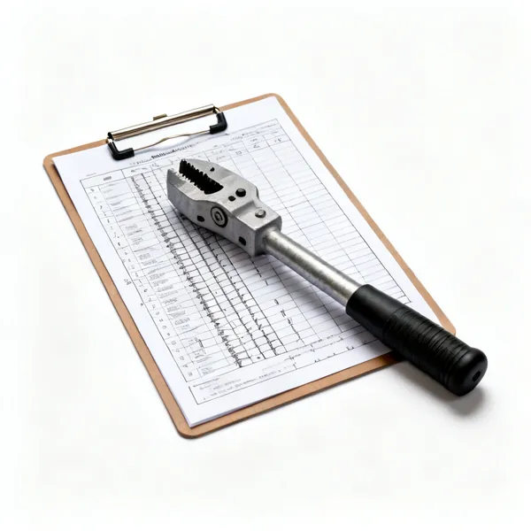 A printed rebar bending schedule drawing on a clipboard