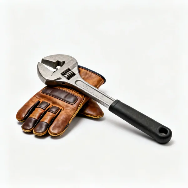 A pair of leather palmed rigger gloves with reinforced knuckles