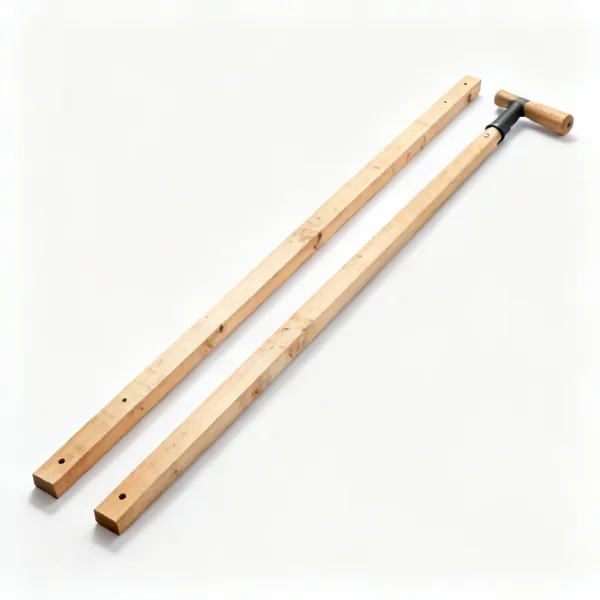 Bay formers: Two long timber bay forming battens