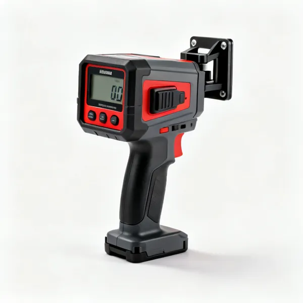 Laser detector: A handheld laser level detector receiver with a display and a mounting clamp