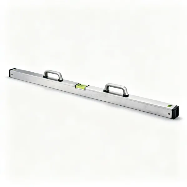 A long aluminium box section screed rule with two handles