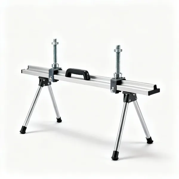 Adjustable rail tripods: Two adjustable threaded screed rail support tripods