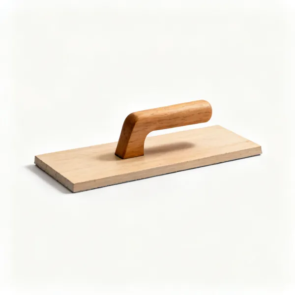 Wooden float: A rectangular wooden hand float with a wooden handle