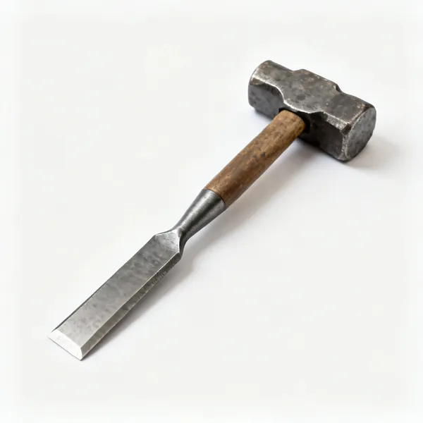 Bolster & lump hammer: A bolster chisel and a lump hammer