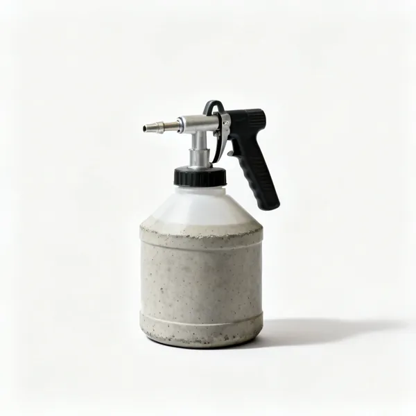 A container of concrete curing compound with a sprayer