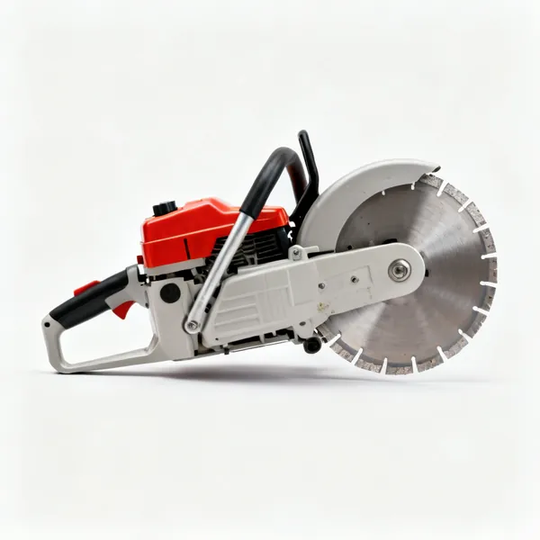 A petrol disc cutter with a diamond blade