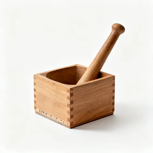 Gauge box: A wooden mortar gauge measuring box