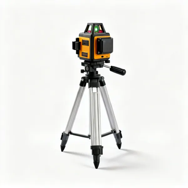 A rotary laser level on a tripod
