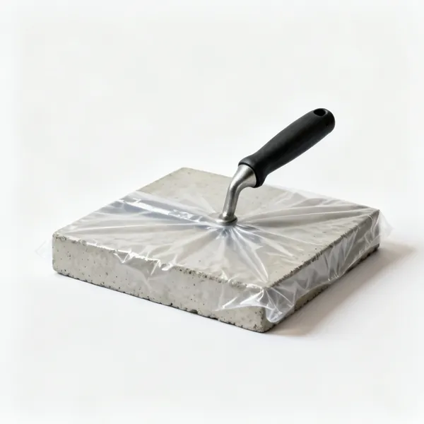 Polythene sheeting covering a concrete slab