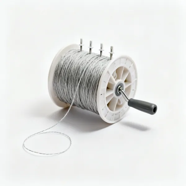 String line & pegs: A string line reel with pegs