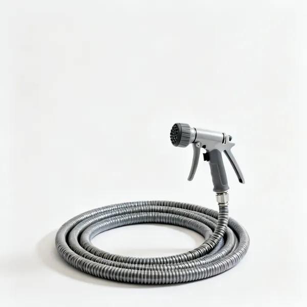 Water supply: A coiled hose with a spray nozzle