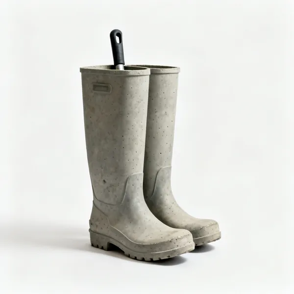 A pair of tall waterproof concrete boots