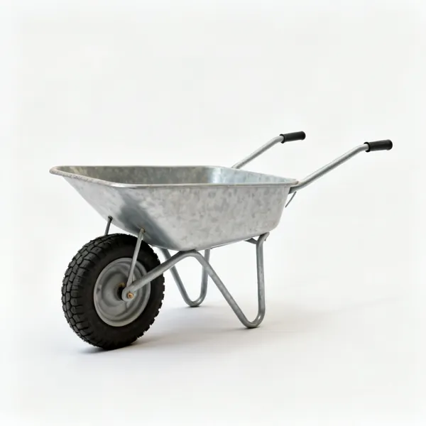 A builder's wheelbarrow with a pneumatic tyre