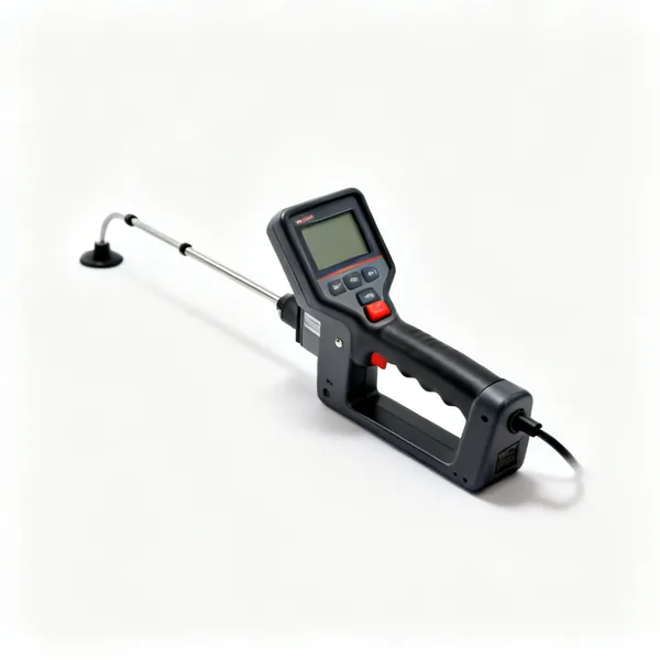 A handheld cable and pipe detector with an LCD display