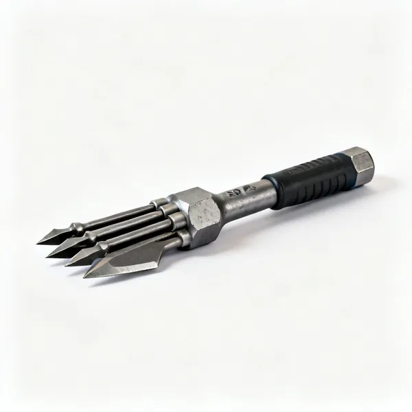 SDS chisels: A set of SDS Plus hammer drill chisels with flat pointed and spade tips
