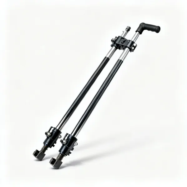 Hydraulic struts: Two hydraulic trench shoring struts with adjustment mechanisms