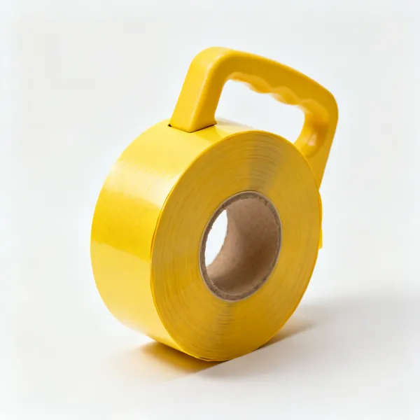 A roll of yellow underground service warning marker tape