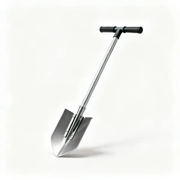 A two handled post hole digger with hinged steel blades