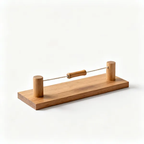 Profile boards: A wooden profile board with two posts and a horizontal rail with string