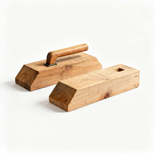 Two heavy timber vehicle stop blocks