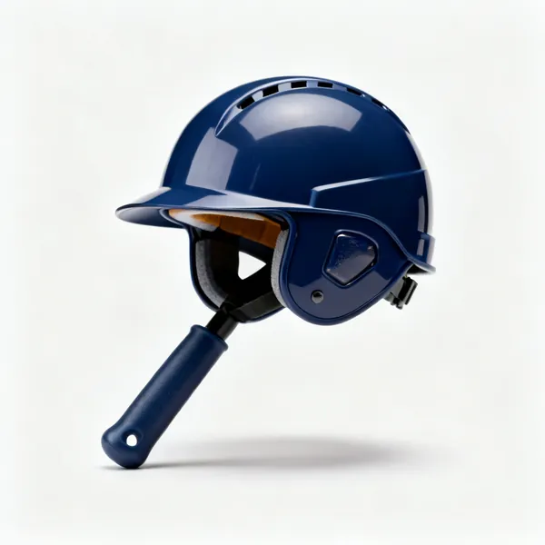 A navy blue safety bump cap with a hard inner shell visible