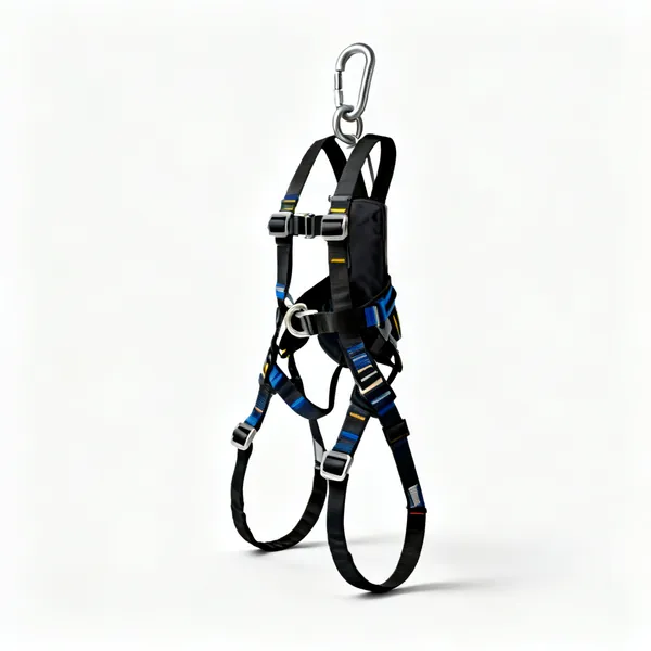 Full body harness: A full body safety harness with leg loops and a dorsal D ring