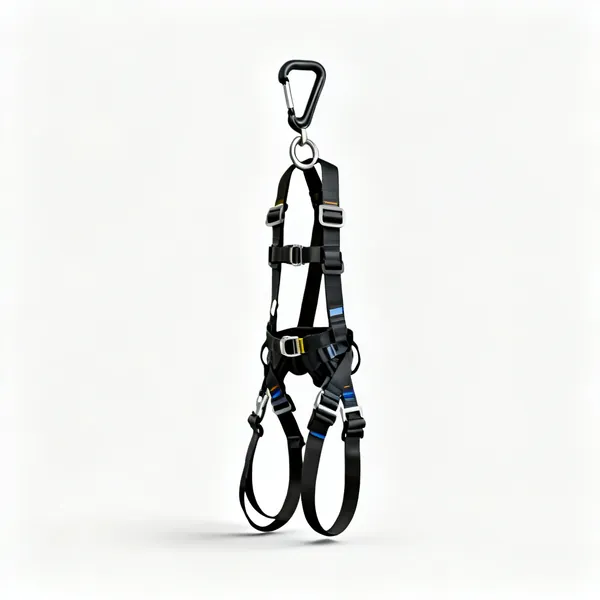 Full body harness: A full body safety harness with leg loops and a dorsal D ring