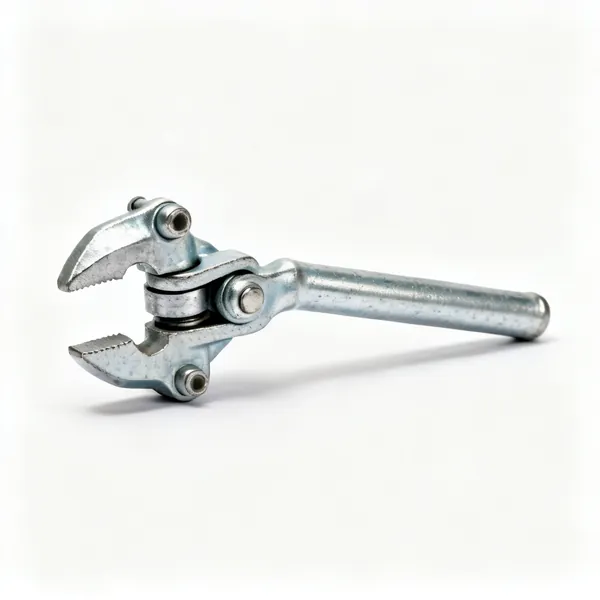 Swivel coupler: A galvanised swivel scaffold coupler with a rotating joint and two jaws