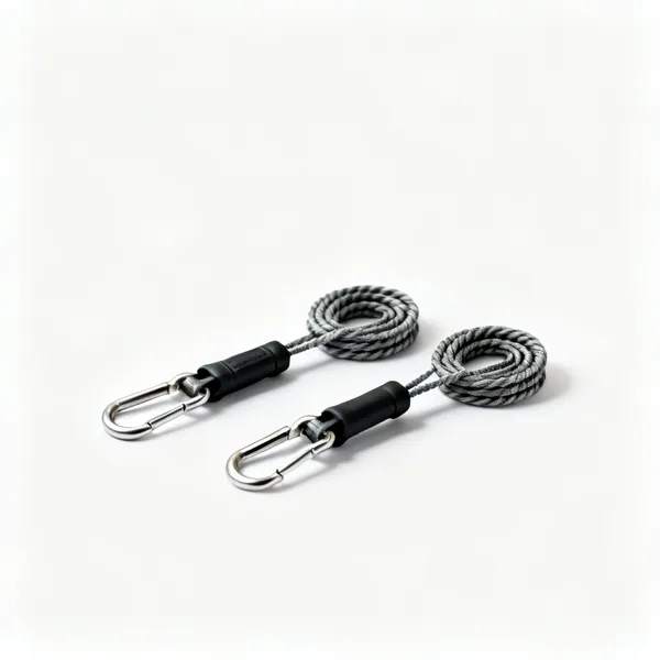 Two coiled tool lanyards with karabiner clips