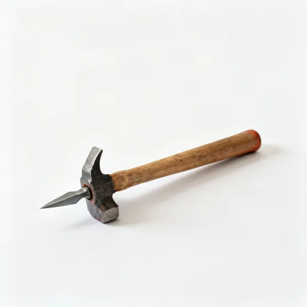 A brick hammer with a chisel end