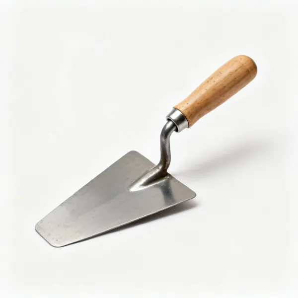 Brick trowel: A bricklayer's steel trowel with a wooden handle