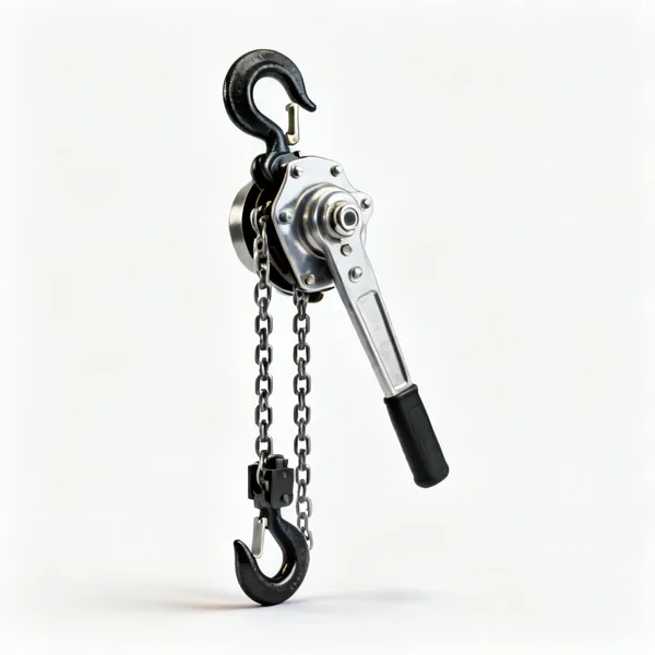 A chain block hoist with a hook and chain