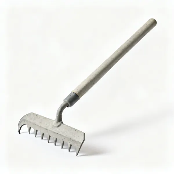 Concrete rake: A concrete placing rake with a hooked blade