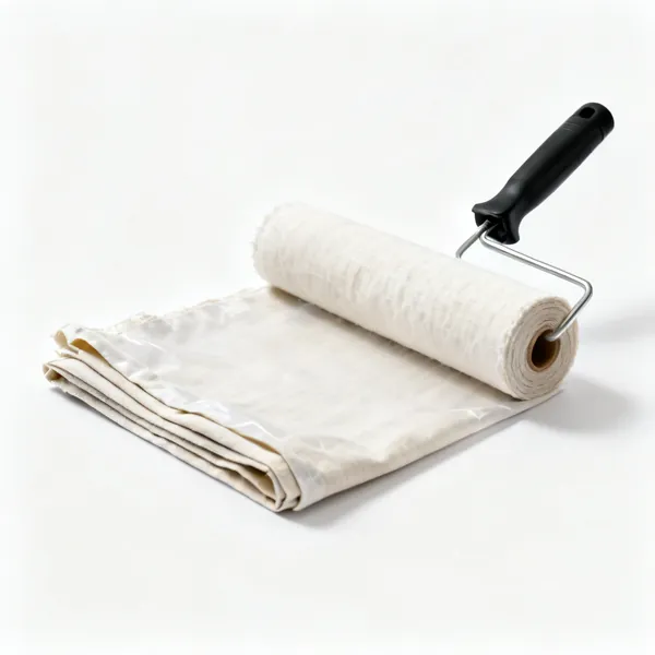 Dust sheets & sheeting: A folded canvas dust sheet and a roll of protective sheeting